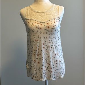 H&M White Floral Sleeveless Blouse Size XS